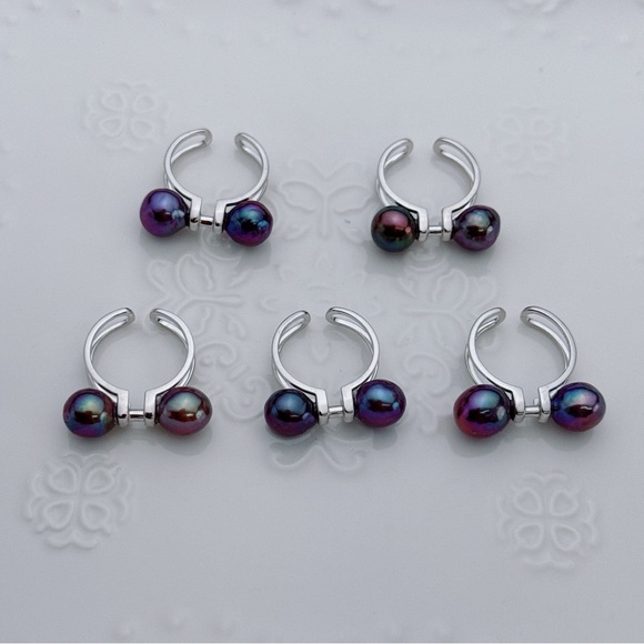 R18 S925 Freshwater Baroque  Pearl Open top Ring - Picture 2 of 4